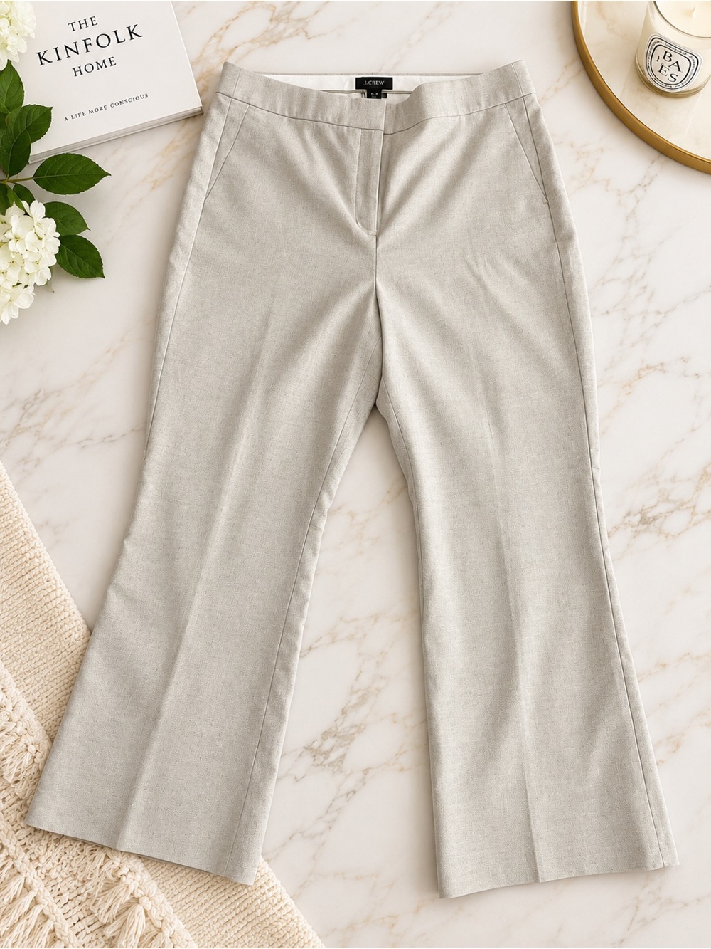 J.Crew Hayden Linen Blend Pants Oatmeal Beige 14T NWT